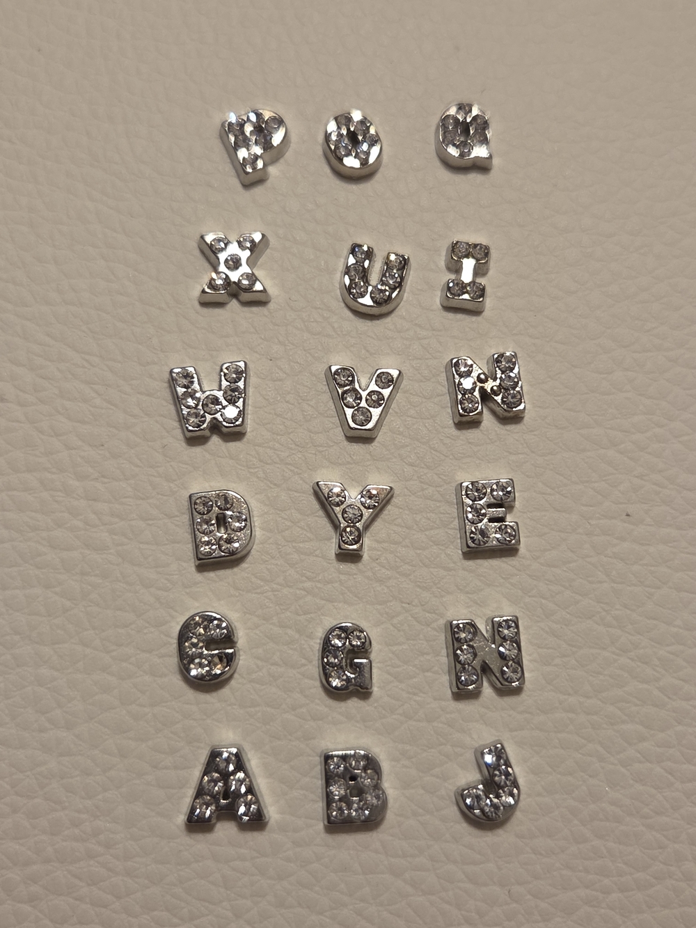 Rhinestone Alphabet Letter Charms - Silver Sparkle